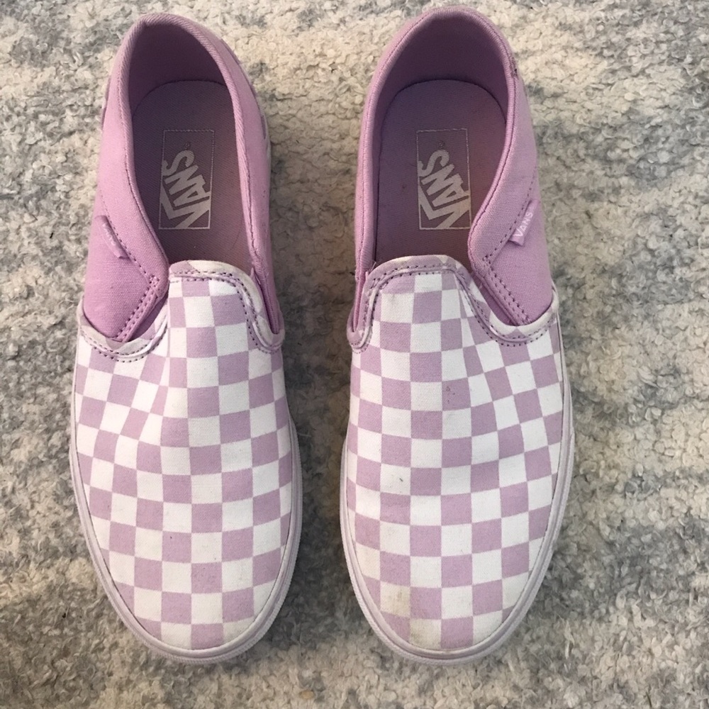 purple checkered vans